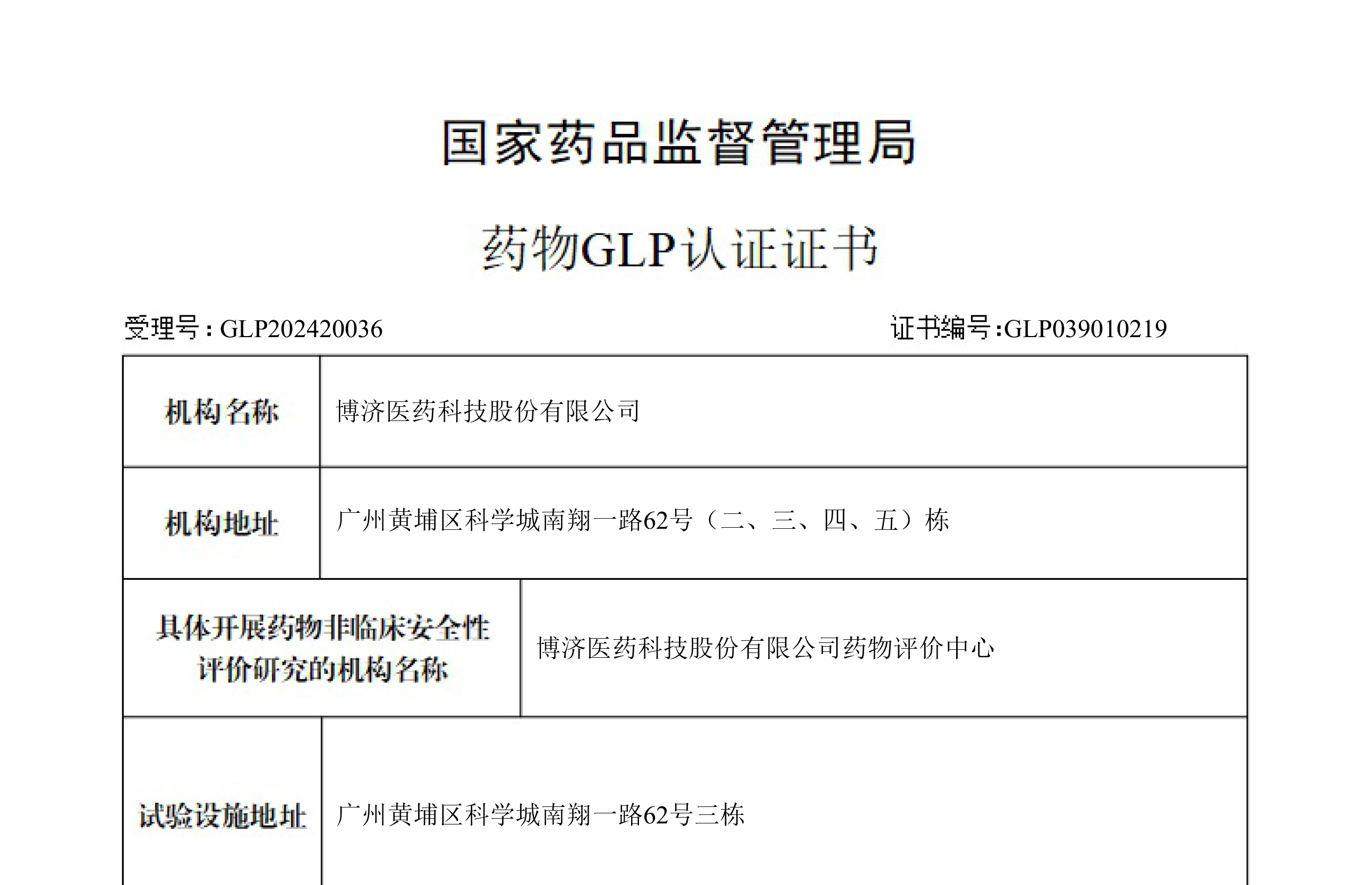 獲得GLP認(rèn)證